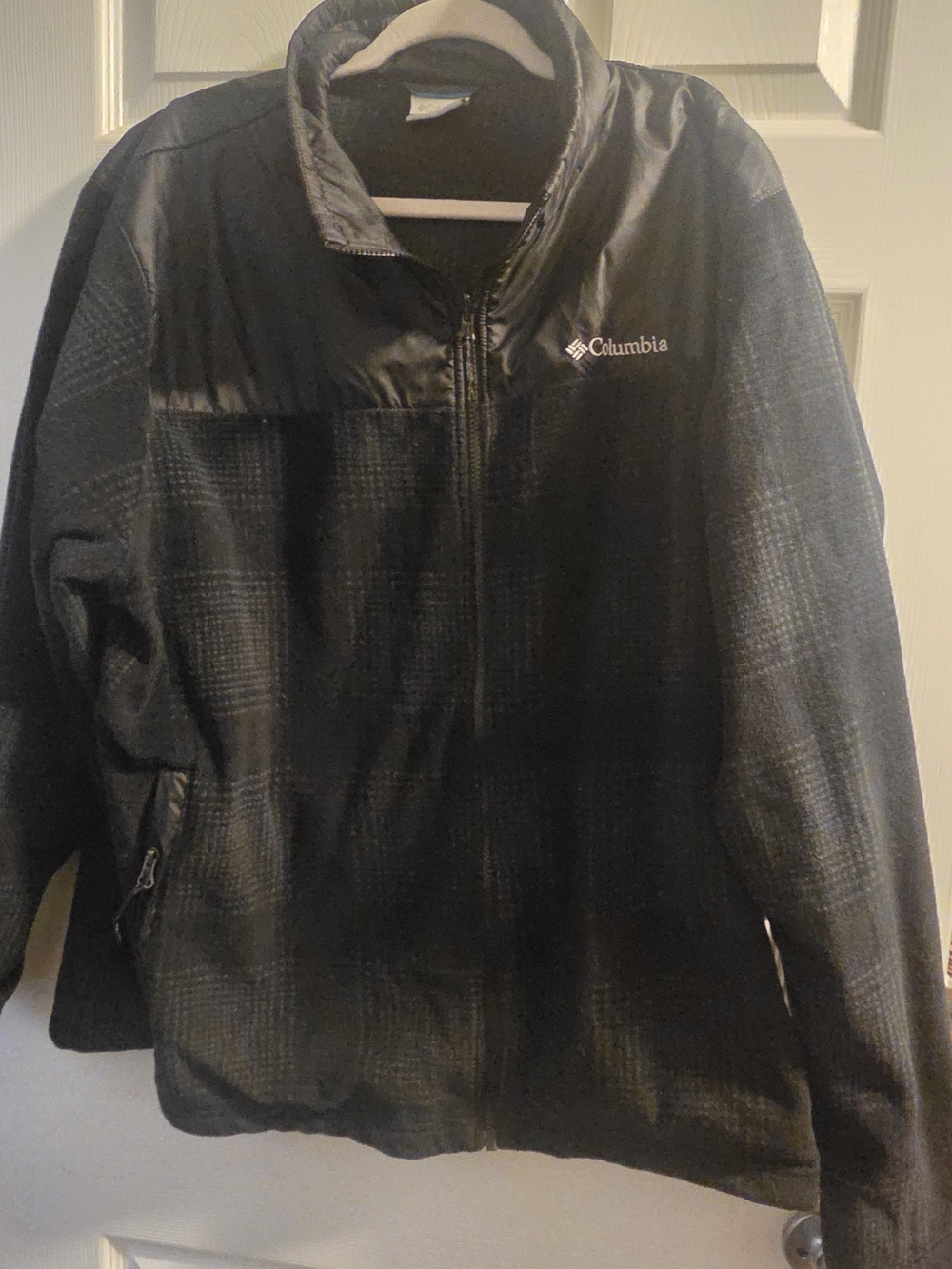 Columbia Men’s Black And Plaid Full-Zip Performance Jacket Size 2XL